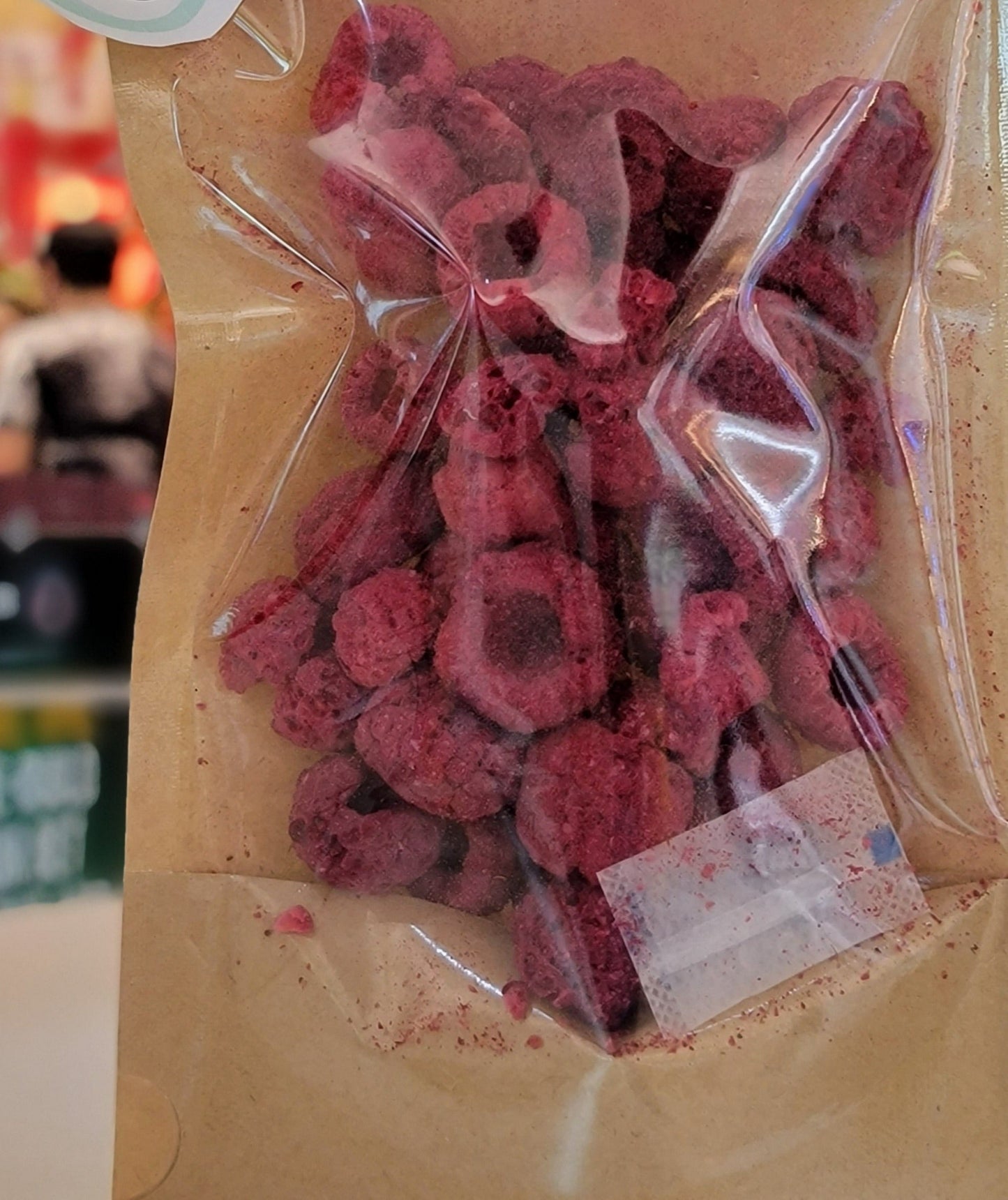 Freeze Dried Whole Raspberries without added sugar.