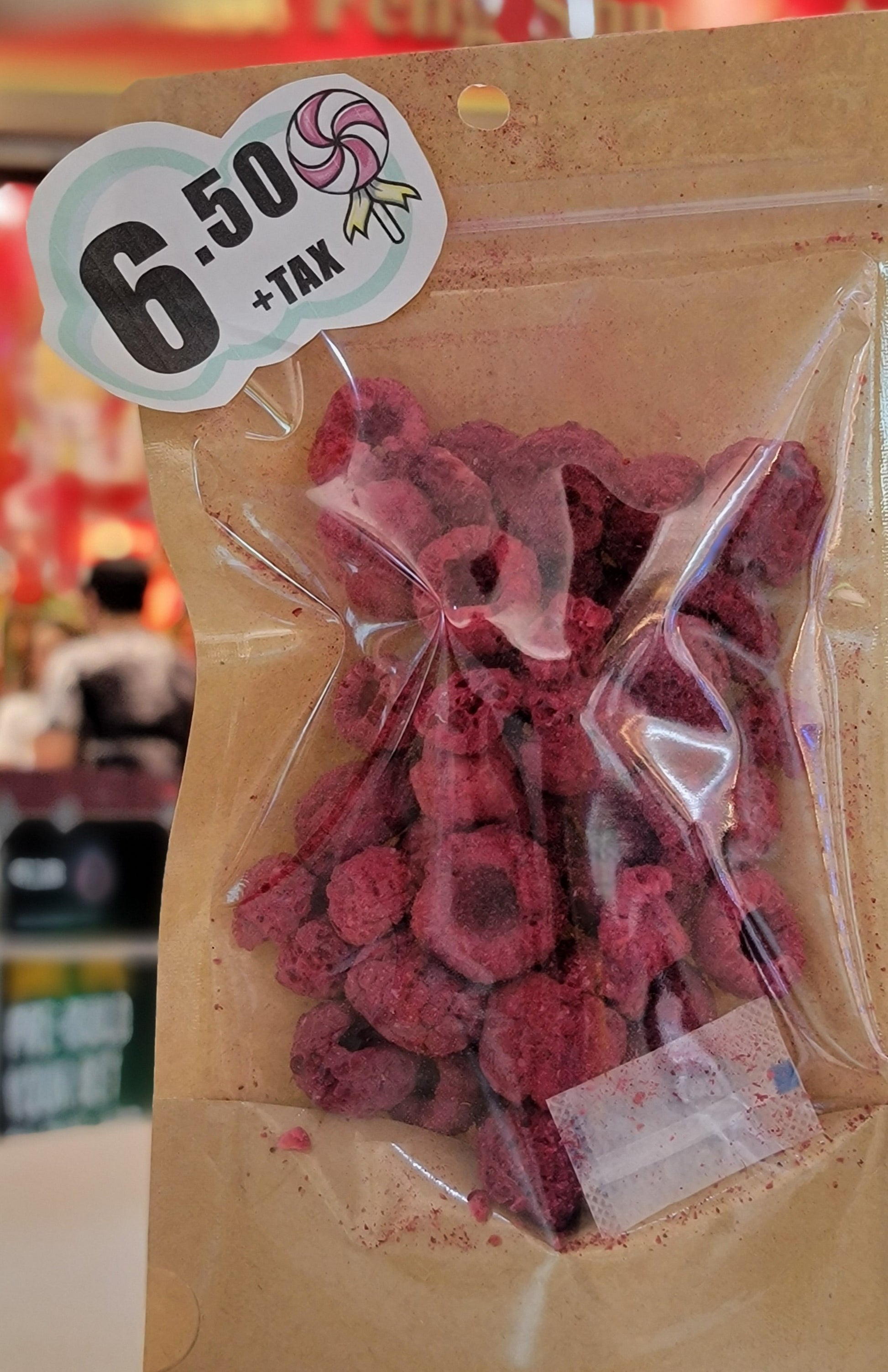 Freeze Dried Whole Raspberries without added sugar.